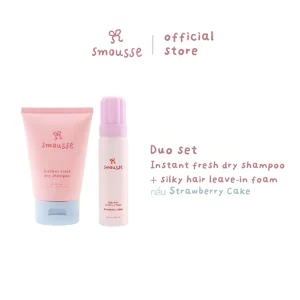 (duo set) smousse fresh dry shampoo 100ml & hair leave-in foam strawberry cake 100ml